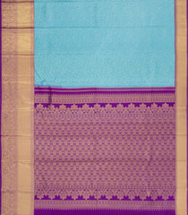 Turquoise Woven Tissue Silk Saree With Floral Zari Motifs & Contrast Border-KA15574