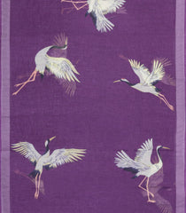 Lilac Printed Synthetics Linen Saree With Zari Border-BL5333