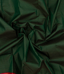 Bottle Green Handloom Kanchipuram Silk Saree With Vairaoosi Stripes-KA13914