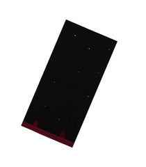 Black Handwoven Bengal Cotton Saree With Meena Buttas-BG1531