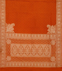 Orange Handloom Banarasi Khadi Georgette Silk Saree With Floral Motifs-BE1692