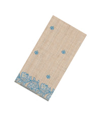 Taupe Woven Synthetic Dupion Saree With Blue Floral Buttas-BL5047