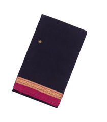 Midnight Blue Handloom Kanchi Cotton Saree With Diamond Buttas