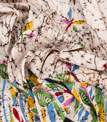 White Woven Silk Saree With Printed Bird Motifs-PS0571