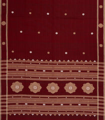Crimson Handloom Bengal Cotton Saree With Floral Buttas-BG1724
