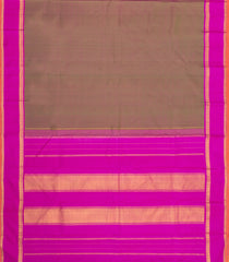 Dark Beige Handloom Kanchipuram Silk Saree With Contrast Border-KA15891