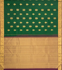 Dark Green Handloom Kanchipuram Silk Saree With Zari Buttas-KA16355