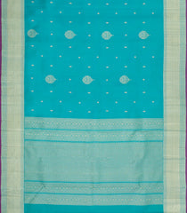 Turquoise Handloom Kanchipuram Silk Saree With Bird Motifs-KA15028-Turquoise