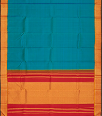 Cyan Handloom Kanchipuram Silk Saree With Contrast Border-KA12856