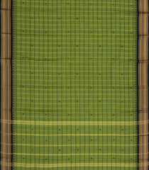 Green Woven Chettinad Cotton Saree With Checks-CN1881