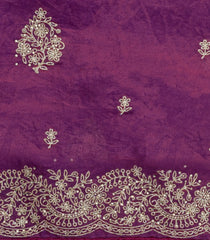 Burgundy Woven Synthetic Blended Tissue Saree With Embroidered Motifs-EN2026