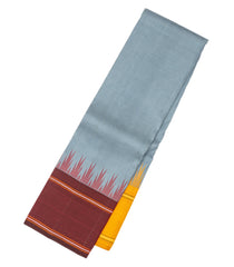 Grey Handloom Kanchipuram Korvai Silk Saree With Ganga Jamuna border