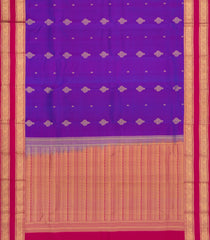 Purple Woven Pure Silk Saree With Zari Buttas & Contrast Border-EC2617
