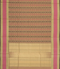 Beige Handloom Silk Cotton Saree With Checks-SC4229