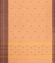 Sandal Woven Chettinad Cotton Saree With Buttas & Contrast Border-CN1928