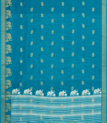 Cyan Printed Synthetics Dola Saree Zari Buttas-BL5302