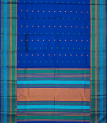 Blue Handloom Kanchipuram Silk Saree With Coin Motifs