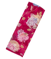 Magenta Woven Pure Chiffon Silk Saree With Printed Floral Motifs-PS0602