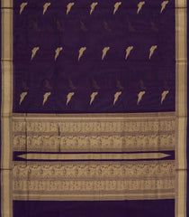 Dark Purple Handloom Silk Cotton Saree With Buttas-SC4332