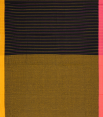 Black Handloom Bengal Cotton Saree With Stripes-BG1851