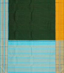 Bottle Green Handloom Korvai Kanchipuram Silk Saree With Ganga Jamuna Border-KA13687
