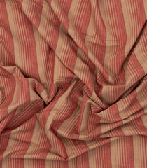 Beige & Red Handwoven Bengal Cotton Saree With Stripes-BG1475