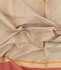 Cream Handloom Silk Cotton Saree With Checks-SC4208
