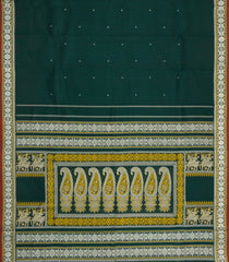 Bottle Green Handloom Kanchipuram Silk Saree With Buttas-KA16155