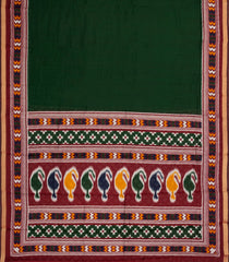 Dark Green Printed Chanderi Cotton Saree With Zari Border-BL5490