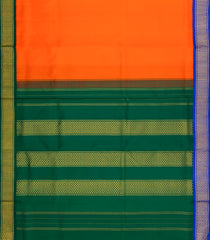 Orange Handloom Korvai Kanchipuram 9 Yards Silk Saree With Ganga Jamuna Border-KA15328