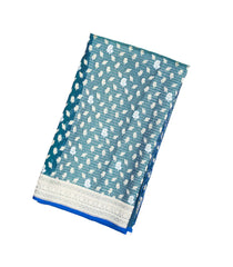 Cyan Handloom Organza Soft Silk Saree With Floral Motifs-SO4087