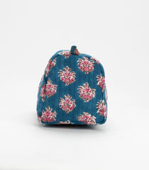 Indigo Cotton Bagru Printed Toiletry Bag With Zipper-ACS1091