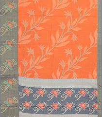 Orange Printed Art Tussar Saree With Zari Border-BL5005