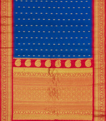 Blue Handloom Gadwal SICO Saree With Cotton Body & Silk Border-GA0366