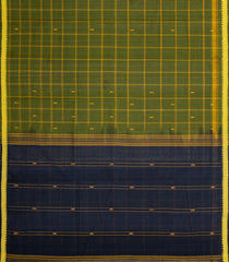 Dark Green Woven Kadappa Cotton Saree With Checks-KN0734