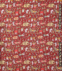 Black Handloom Silk Saree With Printed Pallu & Hand Embroidered Selvage-EN1719