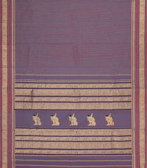 Dusty Pink Handloom Kanchi Cotton Saree With Zari Stripes-KC1843