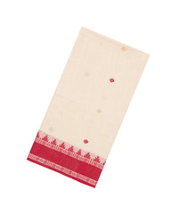 Off White Handwoven Bengal Cotton Saree With Buttas & Contrast Border-BG1484