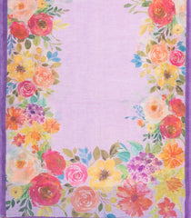 Lavender Printed Synthetic Linen Saree With Floral Motifs-SY0121