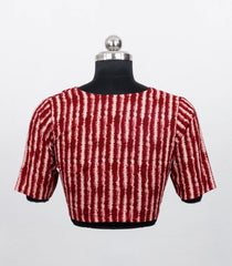 Maroon Printed Ready Made Blouse With Front & Back High Neck-RB5181