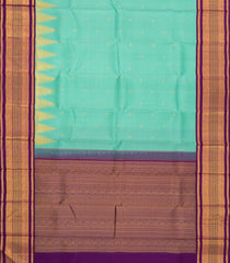 Aquamarine Handloom Korvai Kanchipuram Silk Saree With Floral Motifs-KA13537