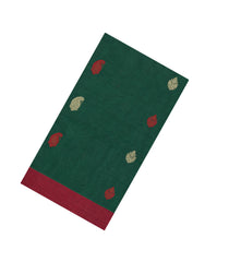 Green Handloom Village Cotton Saree With Buttas-VC1669