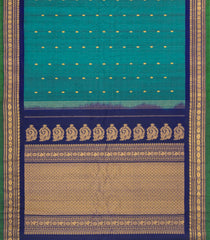 Cyan Handloom Gadwal Silk Cotton Saree With Buttas & Contrast Border -GA0469