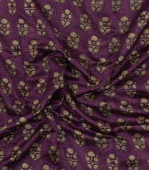 Burgundy Printed Chanderi Cotton Saree With Zari Border-CC1602