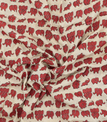 Taupe Printed Kalamkari Cotton Saree-KAL1257