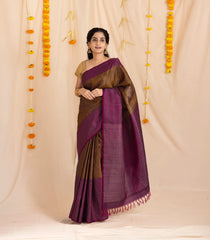 Oil Mustard Handloom Soft Silk Saree With Checks & Contrast Border-KA13979