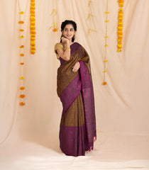 Oil Mustard Handloom Soft Silk Saree With Checks & Contrast Border-KA13979