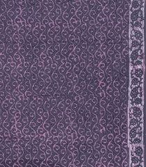 Dark Grey Printed Jaipur Cotton Saree With Floral Motifs-JC1827
