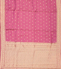 Bubblegum Pink Woven Blended Satin Saree With  Hand Embroidered Floral Motifs-EN1747
