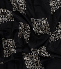 Black Printed Synthetic Makka Silk Saree With Tribal Motifs-BL5323